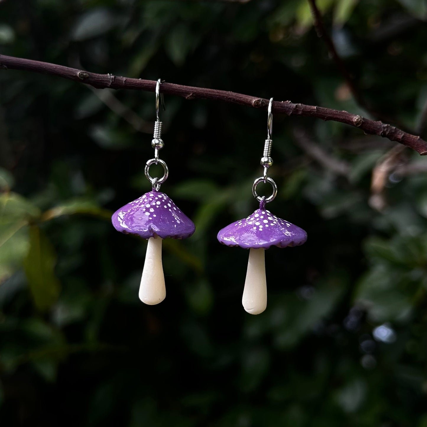Purple Amanita Mushroom Earring