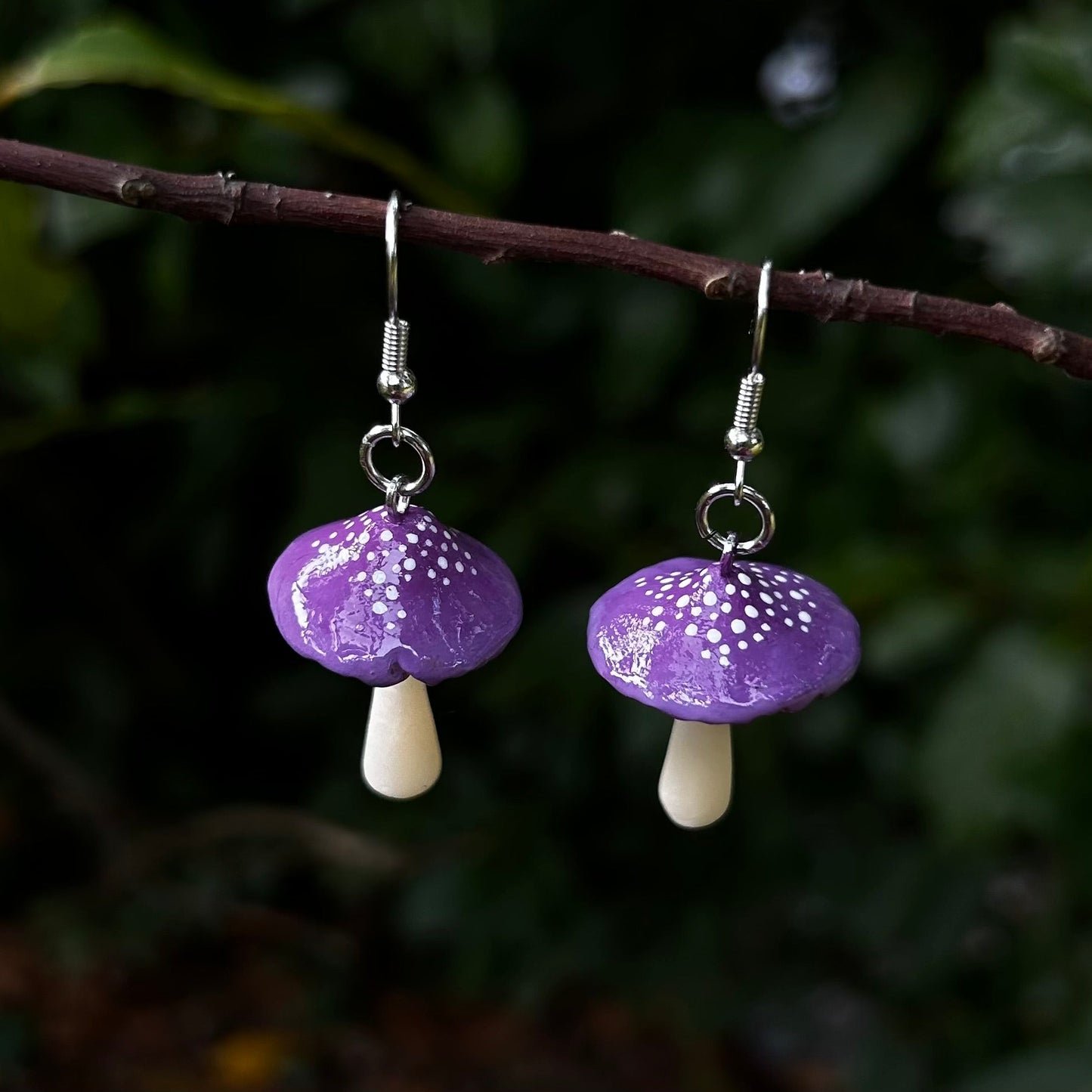 Purple Amanita Mushroom Earring